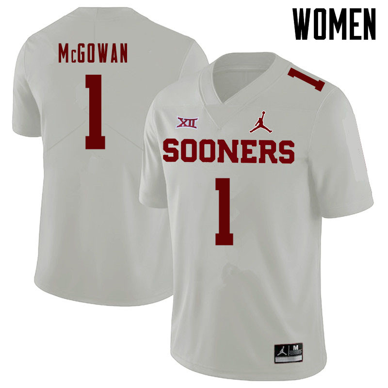 Jordan Brand Women #1 Seth McGowan Oklahoma Sooners College Football Jerseys Sale-White